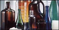 Flaschen, Leim und Etikettenmateria